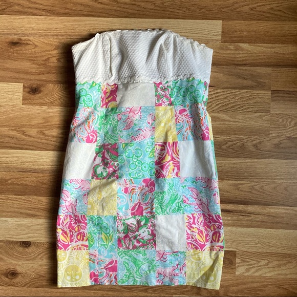 Lilly Pulitzer Patchwork Strapless Sundress 0